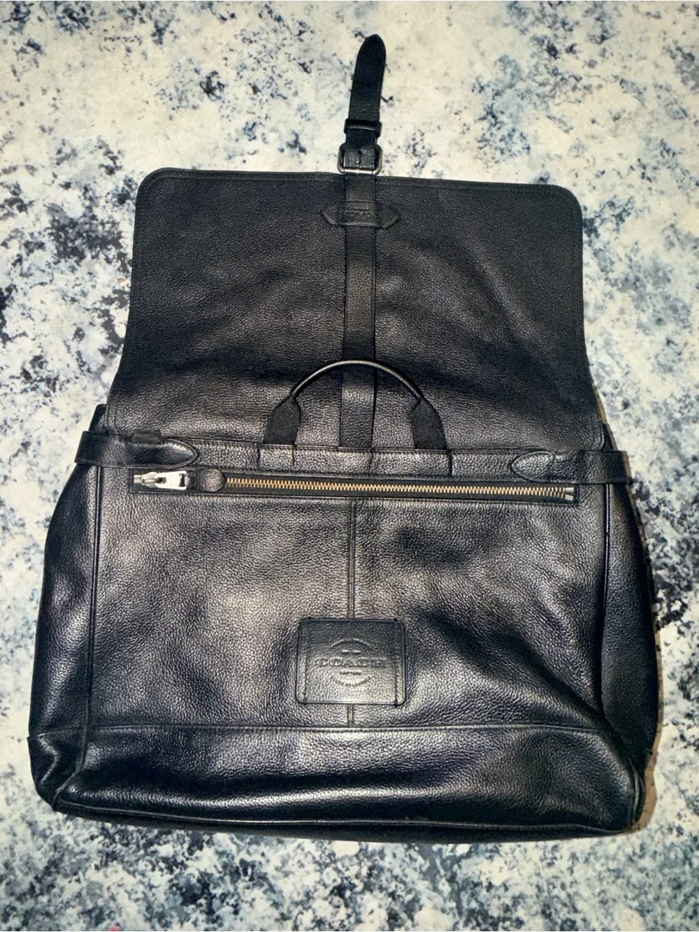 Coach Black Pebbled Leather Messenger Briefcase Laptop Bag Crossbody